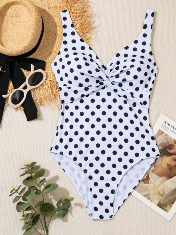 Polka Dot Print One Piece Swimsuit
