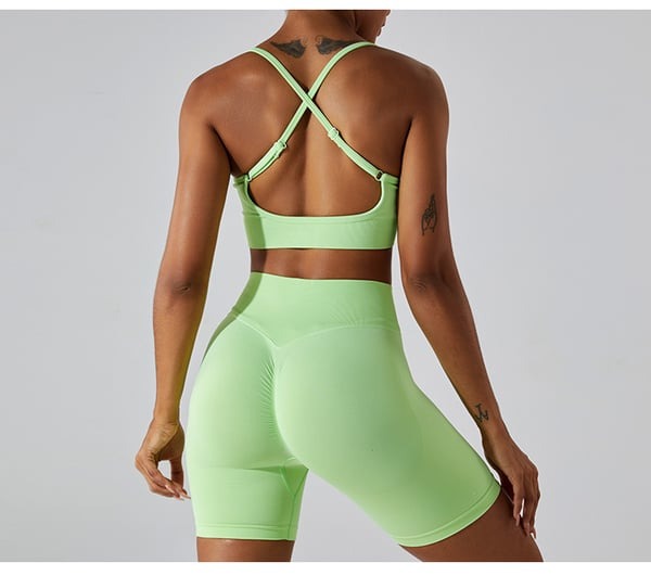 Sexy Backless Hollow Cross Strap Yoga Top With Chest Pads