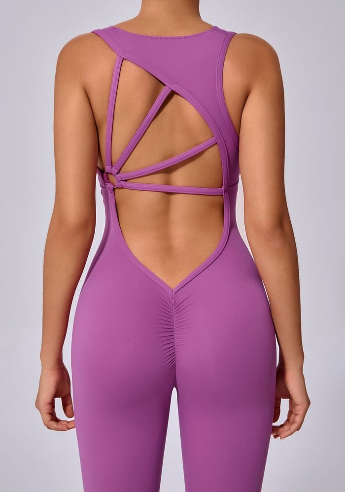 BREEHER Women Backless Sports Yoga Quick-drying Fitness Jumpsuit