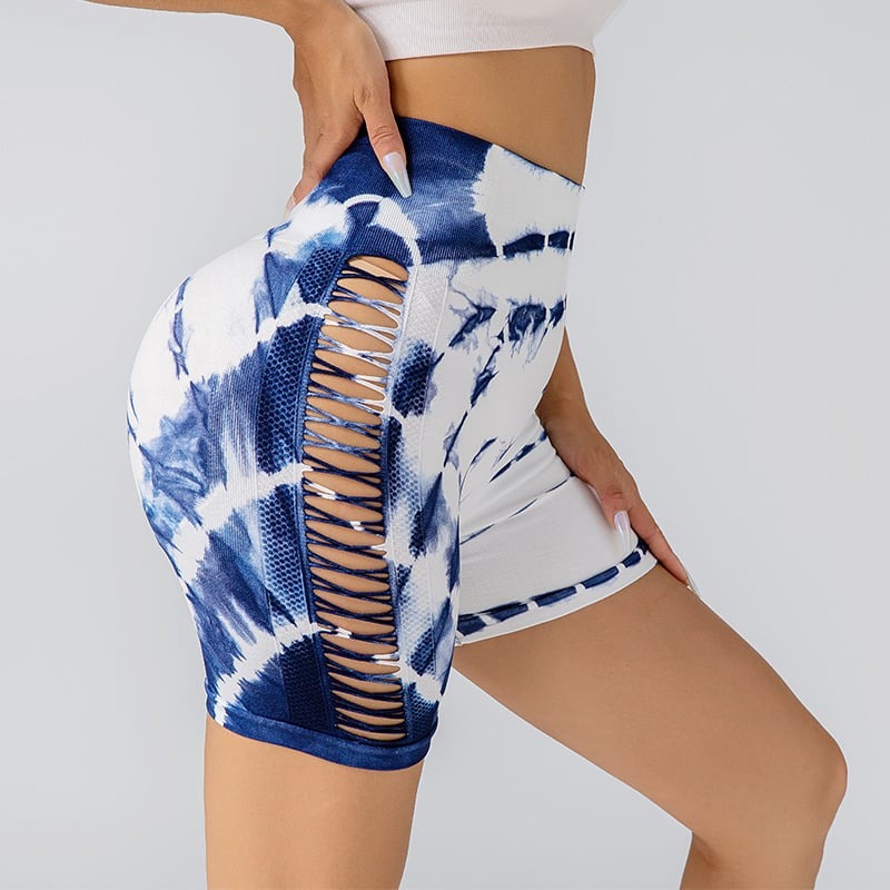 Hollow Gradient Color Hip-Lifting Yoga Shorts