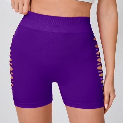 Female Hollow Out Fishnet V-shaped Waist Scrunch Bum Shorts