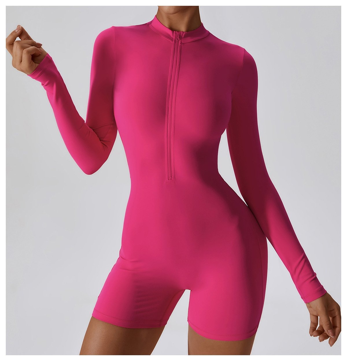 BREEHER Upright Collar Zipper Highly Elastic Jumpsuit