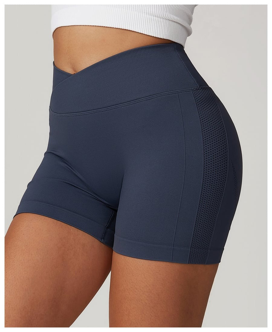 BREEHER Crossed Waist Shape High Waisted Hip Lifting Shorts