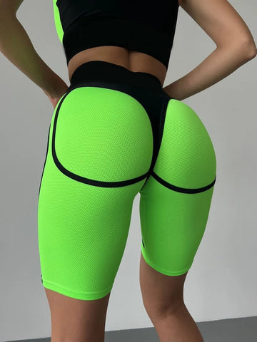 Sexy Mesh Stitching Hip Lift Yoga Shorts