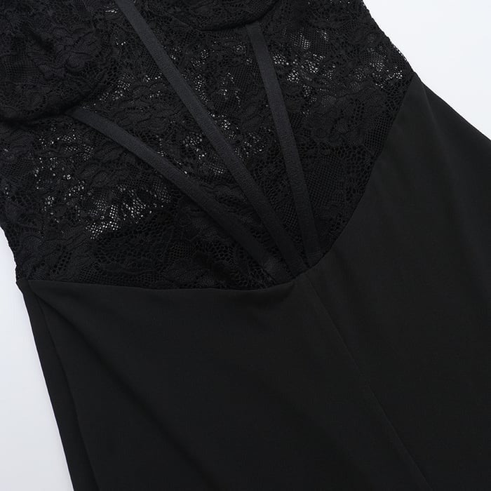 Sexy Lace Hollow Suspenders Hip Lift Flares Jumpsuit