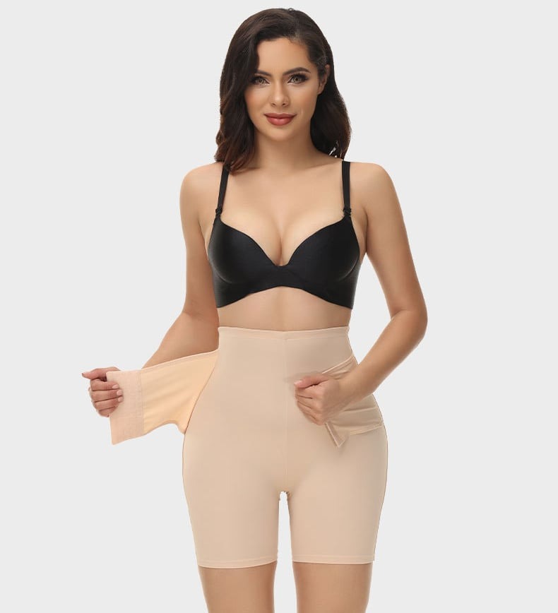 Seamless Double Compression Hook Eyes Tummy Control High-Waisted Booty Lift Shaper Shorts