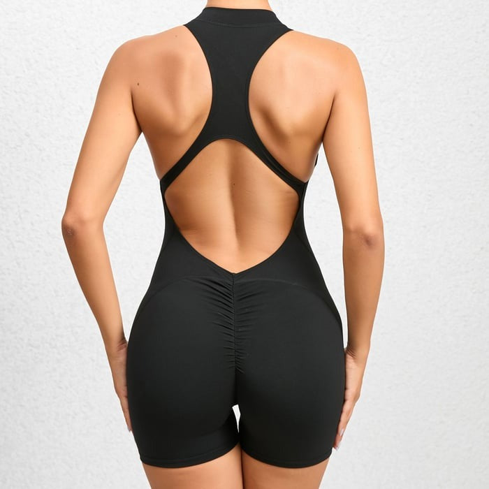 BREEHER Women's Zipper Sports Quick-drying Fitness Jumpsuit