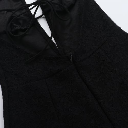 Sexy Lace Hollow Haltert Deep V Neck Jumpsuit Romper