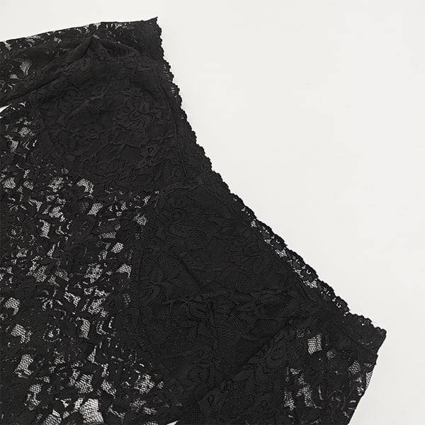 Sexy Lace Hollow Neck Long Sleeve Crop Top