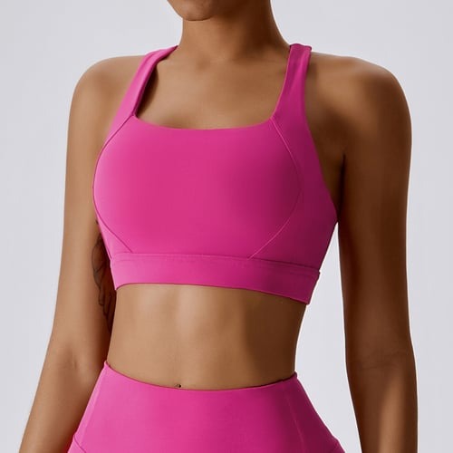 BREEHER Cross Straps Back Patchwore Vest Sports Bras
