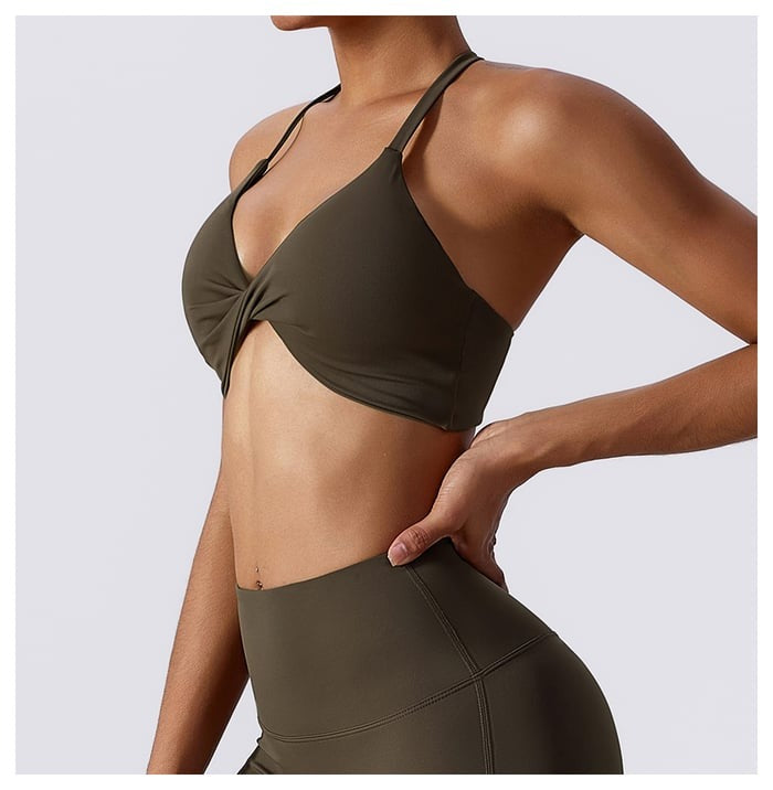 BREEHER Twisted Knotted Backless Seamless Sports Bras