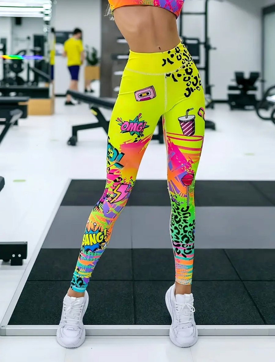 BREEHER High Waisted Printed Butt Lifting Fitness Leggings