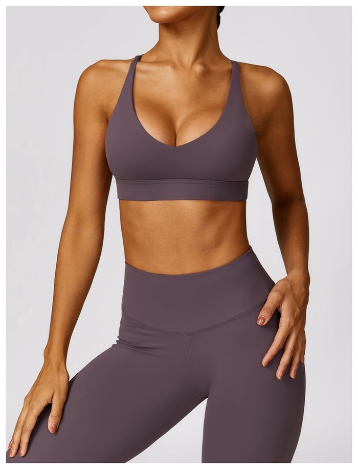 BREEHER U Neck Cross Straps Quick Drying Sports Bras