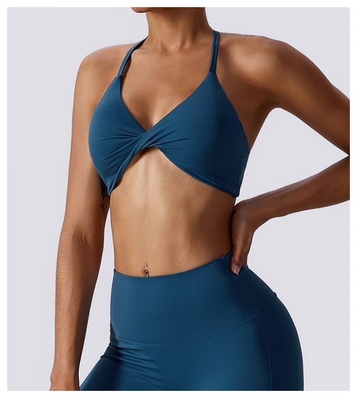 BREEHER Twisted Knotted Backless Seamless Sports Bras