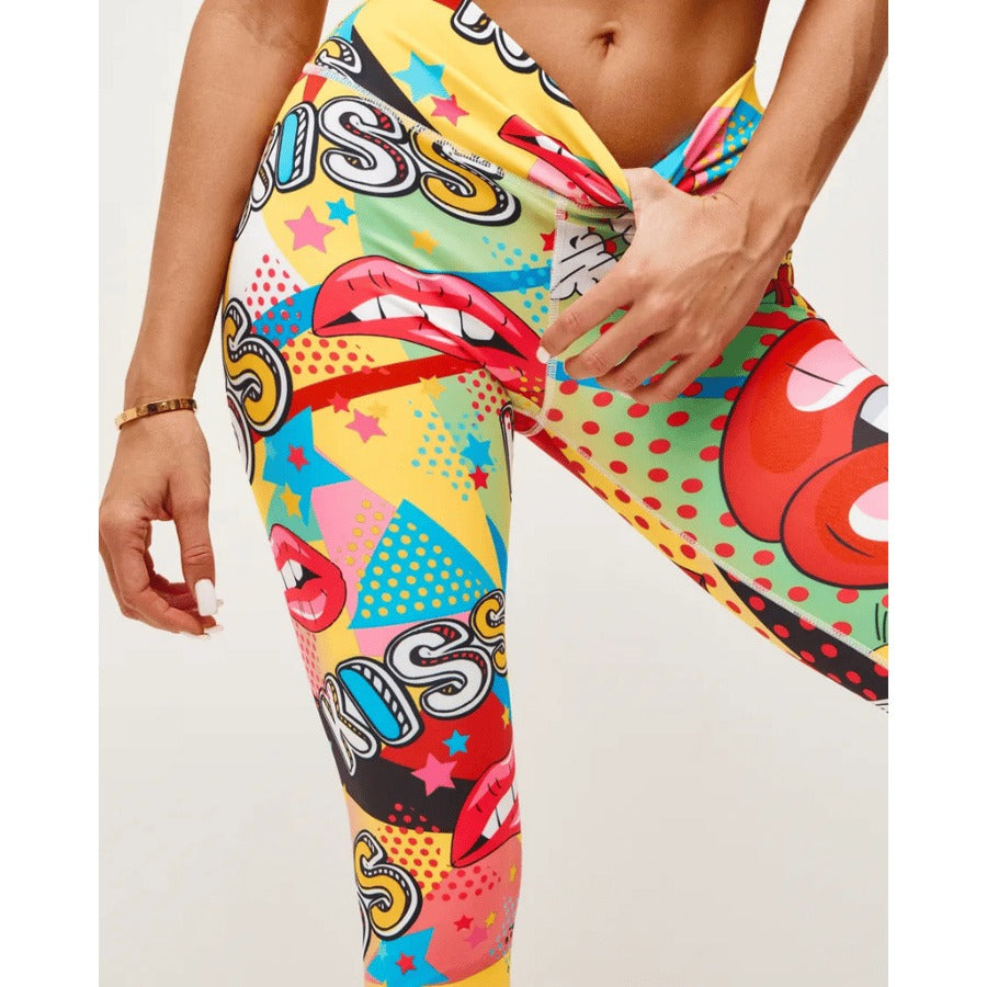 BREEHER High Waisted Printed Butt Lifting Fitness Leggings