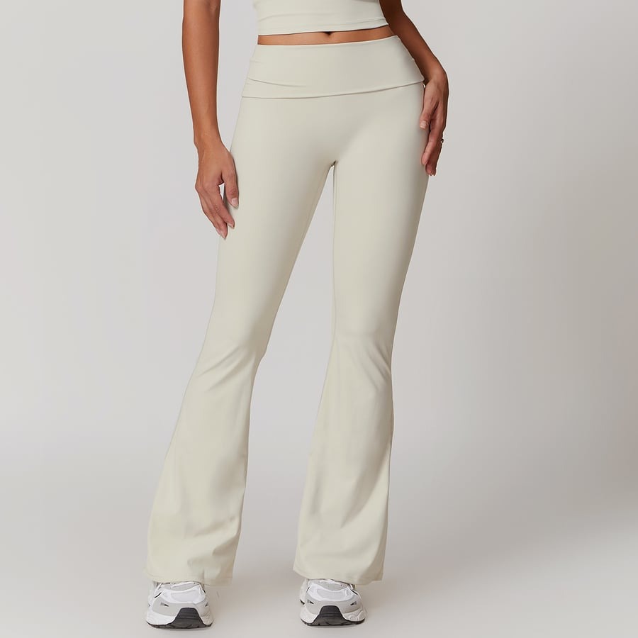 BREEHER Folded Waist Seamless Quick Drying Hip Lifting Leggings