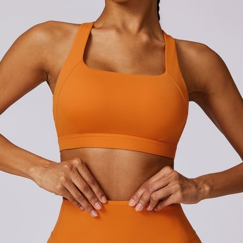 BREEHER Cross Straps Back Patchwore Vest Sports Bras