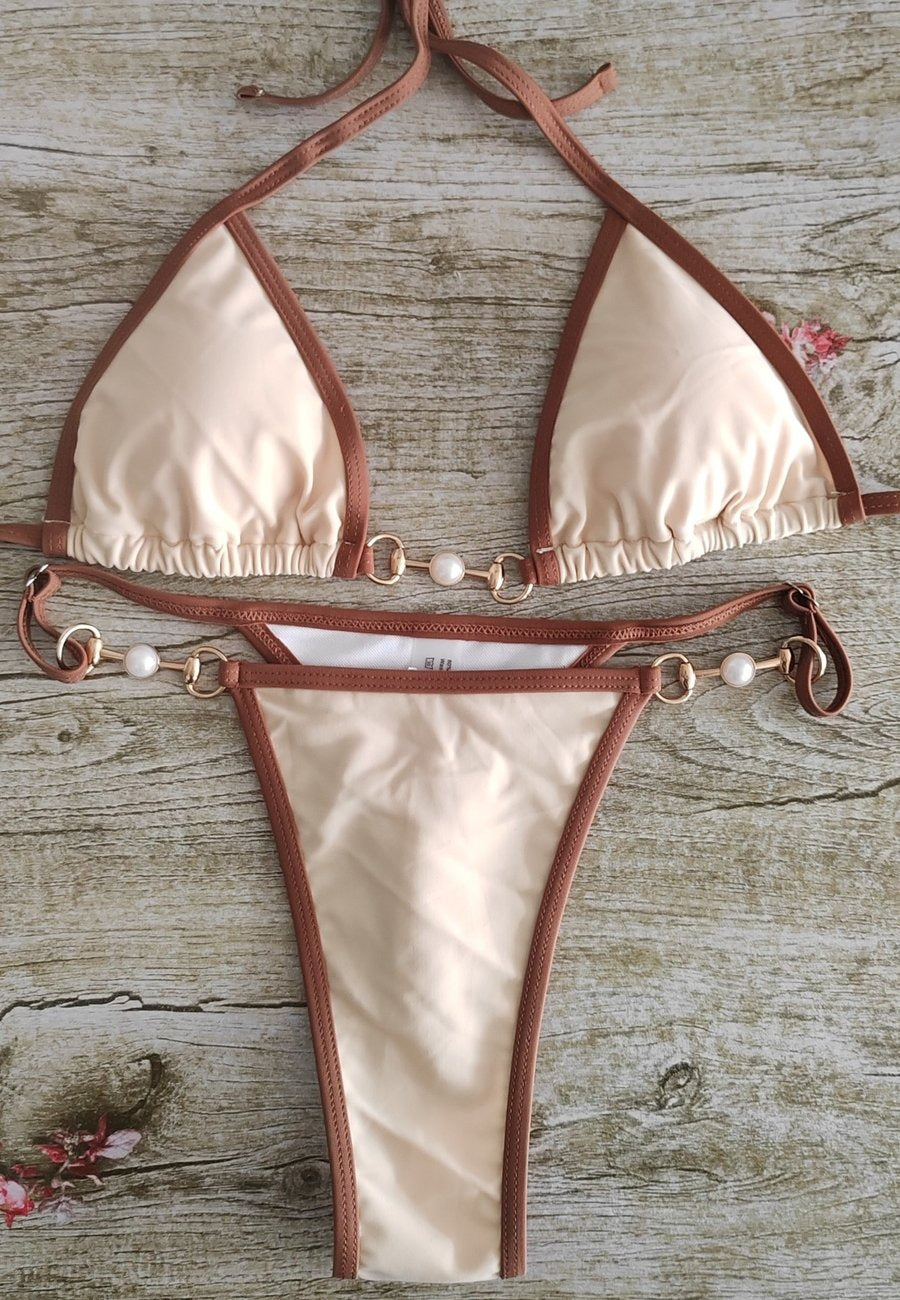 Female Sexy Pearl Beach Bikini Set