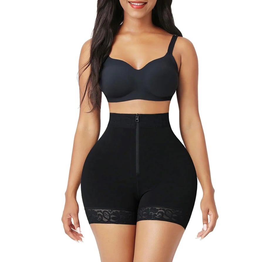 Tummy Control High-Waisted Zipper Booty Lift Shaper Shorts