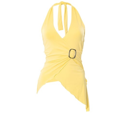 Sexy V-neck Halter Neck Cross Solid Color Top