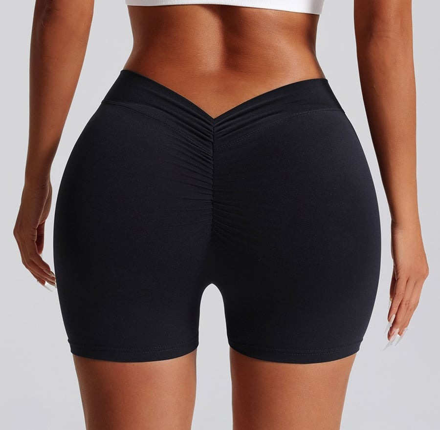 Back V High Waist Hip Lifting Yoga Shorts