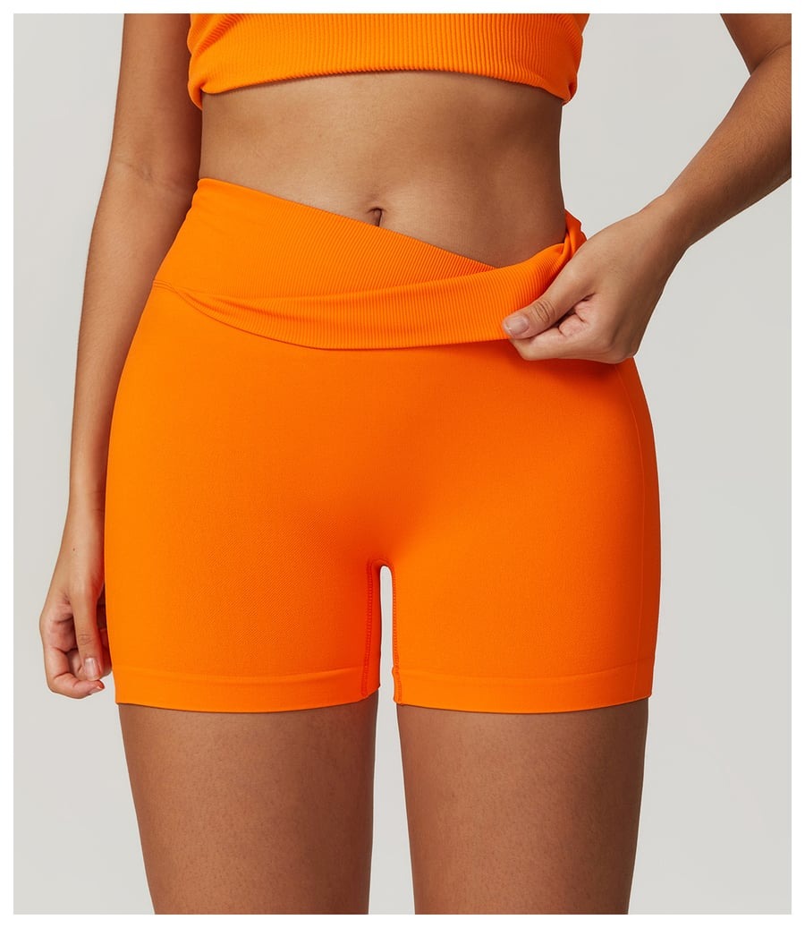 BREEHER Crossed Waist Shape High Waisted Hip Lifting Shorts