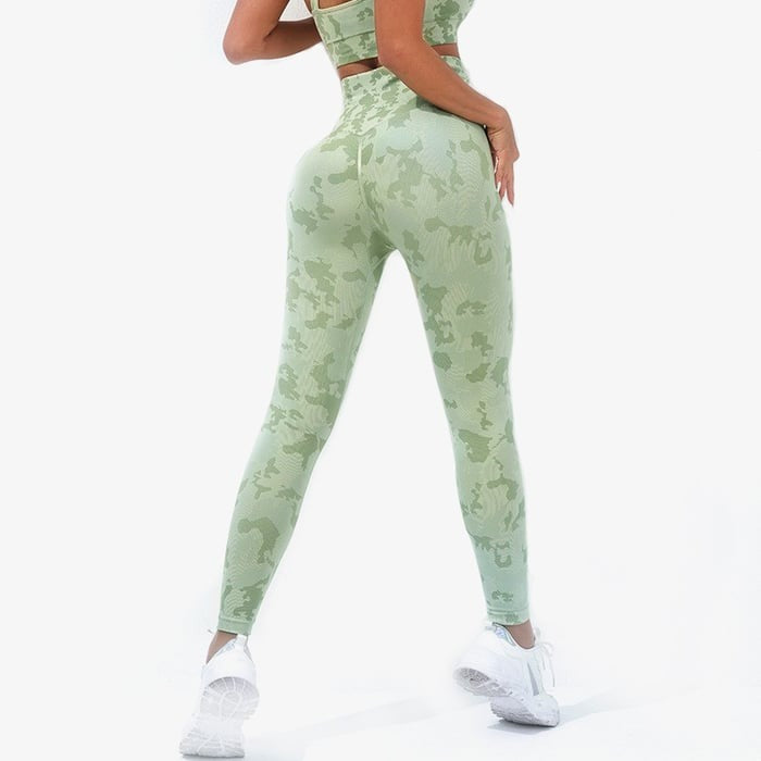 BREEHER Camouflage Pattern Vest Leggings Two Piece Set Sports Suits