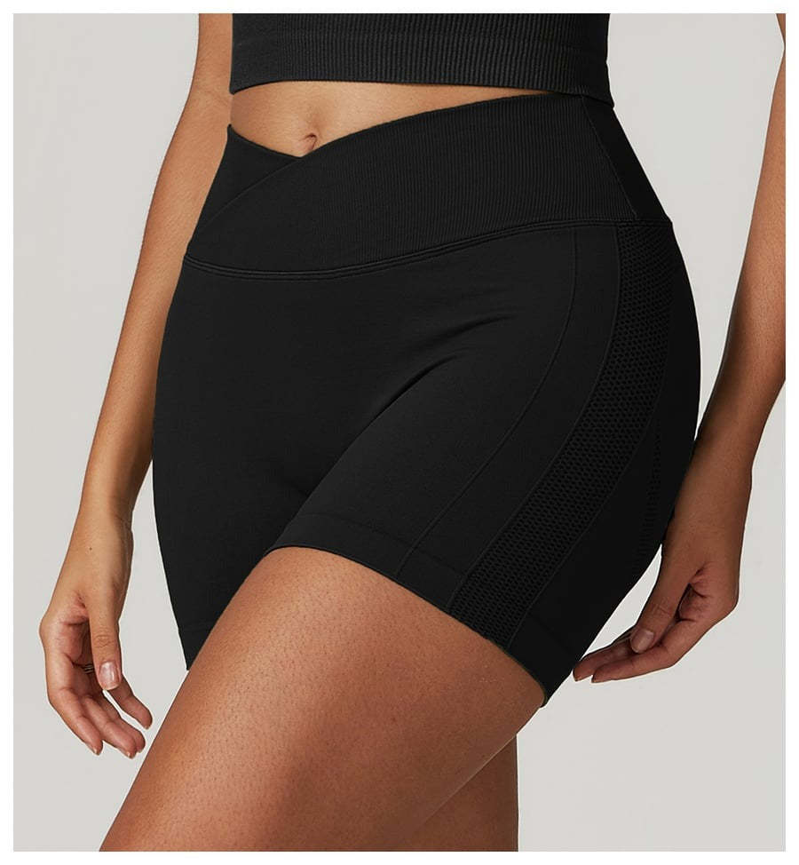 BREEHER Crossed Waist Shape High Waisted Hip Lifting Shorts