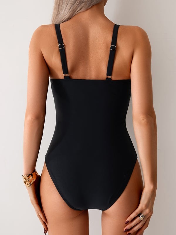 Classic Mesh Splice One Piece Swimsuit