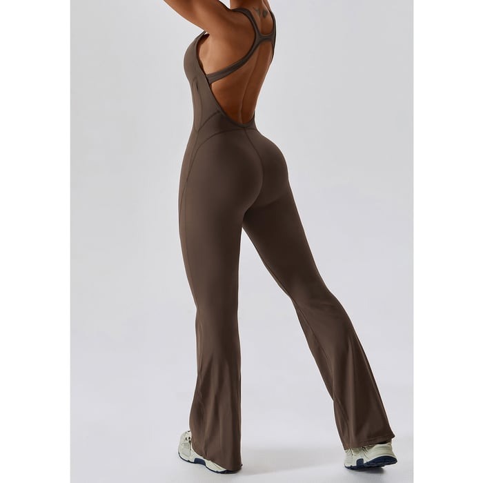 BREEHER Backless Flared Pants Quack Drying Highly Elastic Jumpsuits
