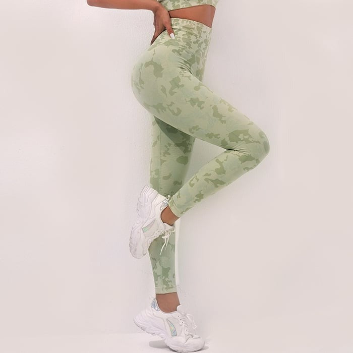 BREEHER Camouflage Pattern Vest Leggings Two Piece Set Sports Suits