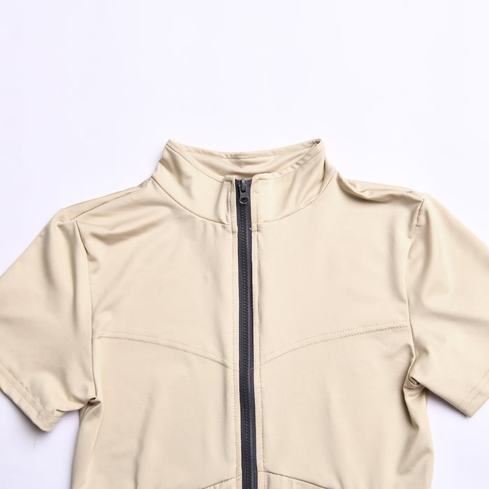 Sexy Round Neck Short Sleeve Zipper Miniskirt Jumpsuit Romper