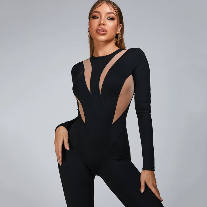 Female Fashion “Flame” Mesh Jumpsuit