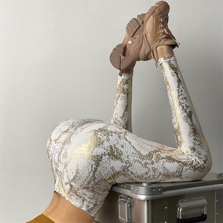 BREEHER Snake Pattern Printed Butt Lifting Leggings