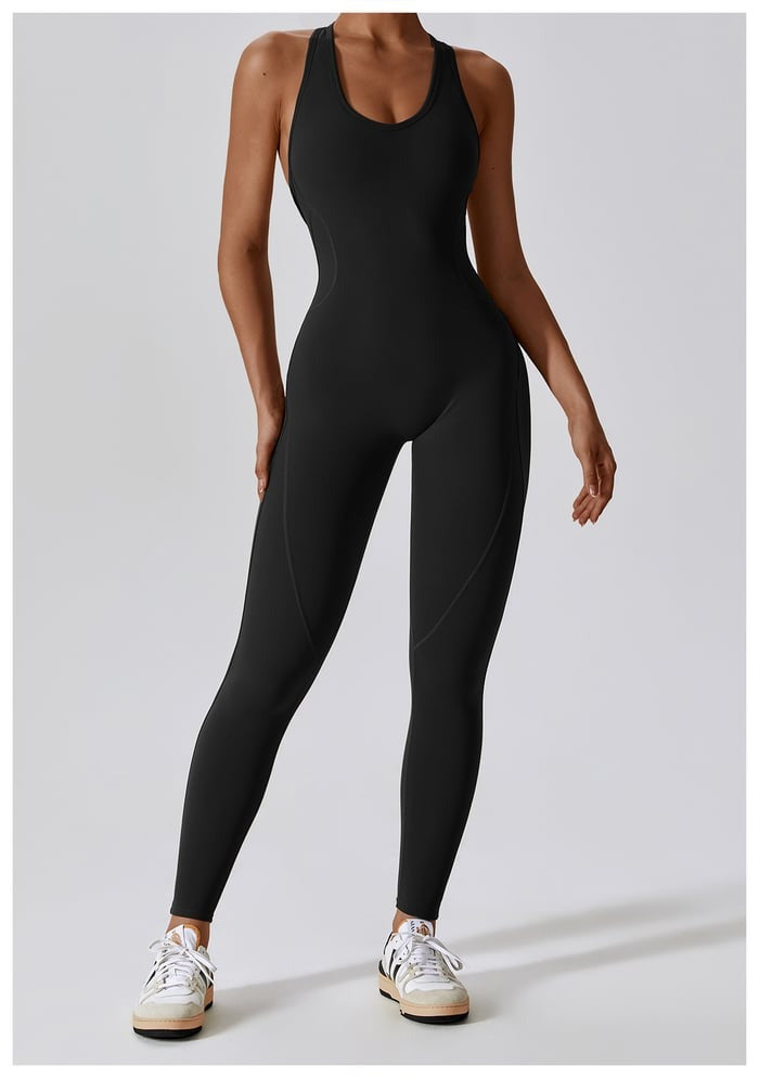 BREEHER U Neck Backless Quack Drying Highly Elastic Jumpsuits