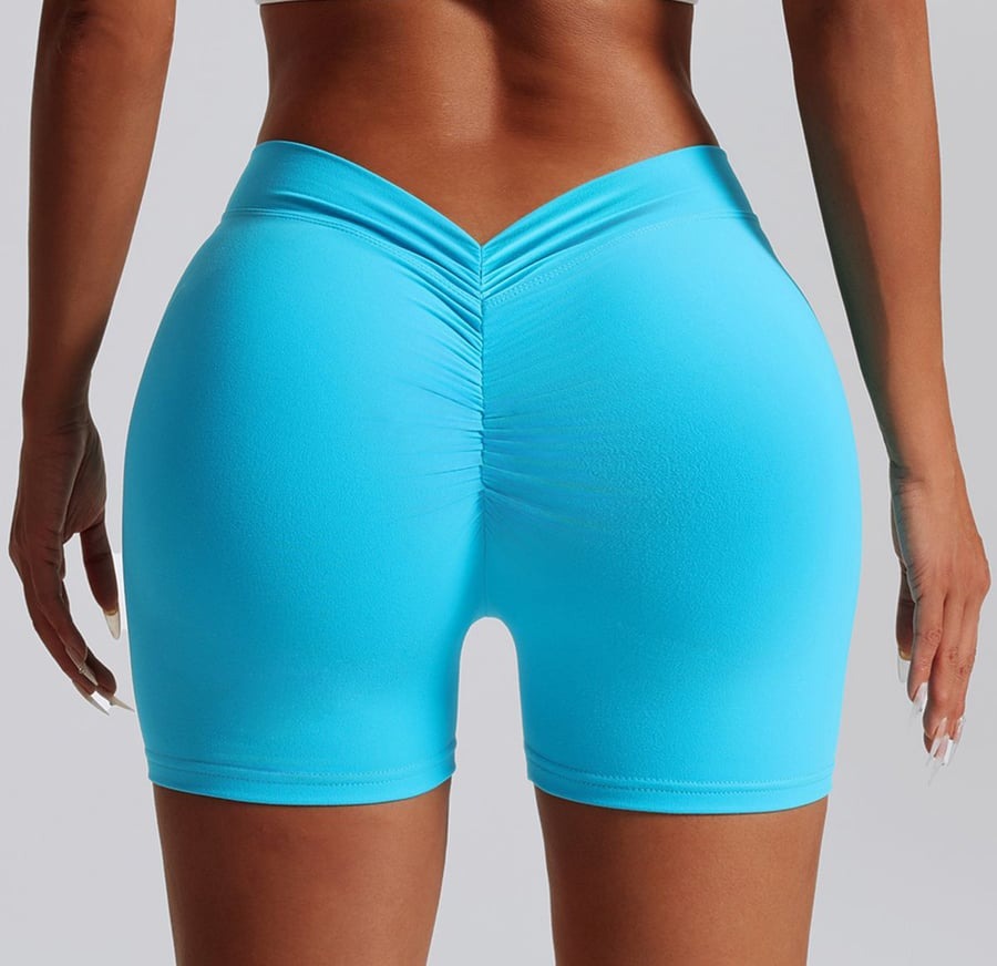 Back V High Waist Hip Lifting Yoga Shorts