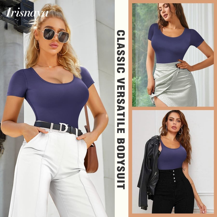 Seamless Round Neck Short Sleeve Thong Tummy Control Body Shaper Bodysuits
