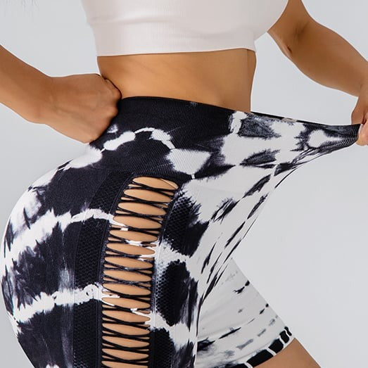 Hollow Gradient Color Hip-Lifting Yoga Shorts