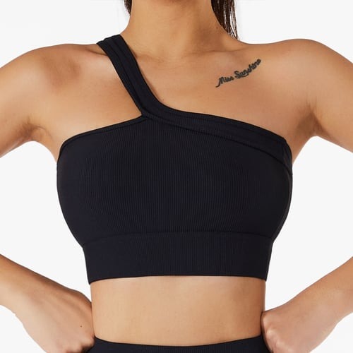 BREEHER One Shoulder Vest Highly Elastic Sports Bras