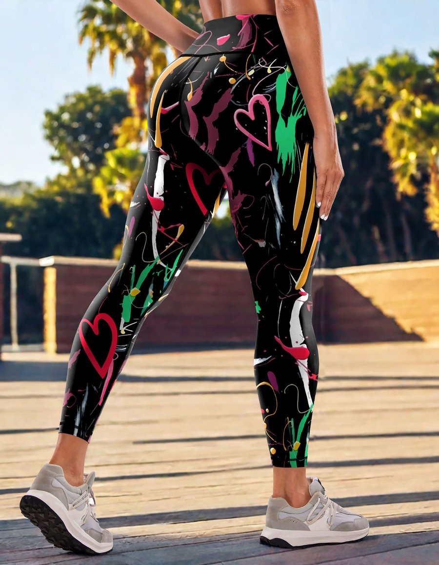 BREEHER Seamless High Waisted Printed Butt Lifting Leggings