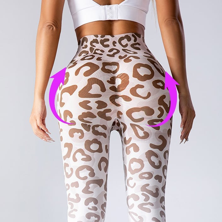 Gradient Leopard Printed Hip-Lifting Yoga Leggings