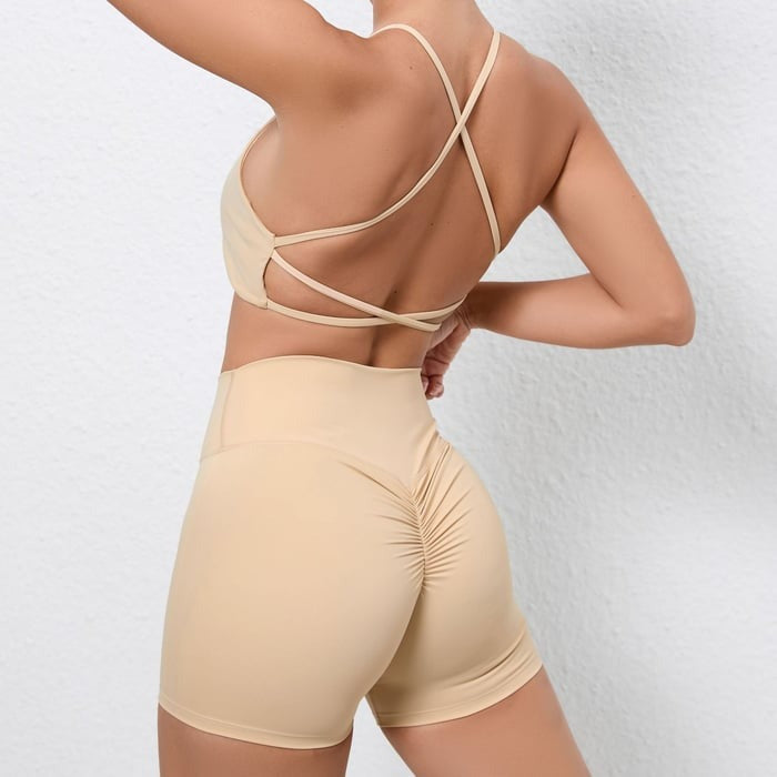 BREEHER Backless Shorts Two Piece Set Sports Suits