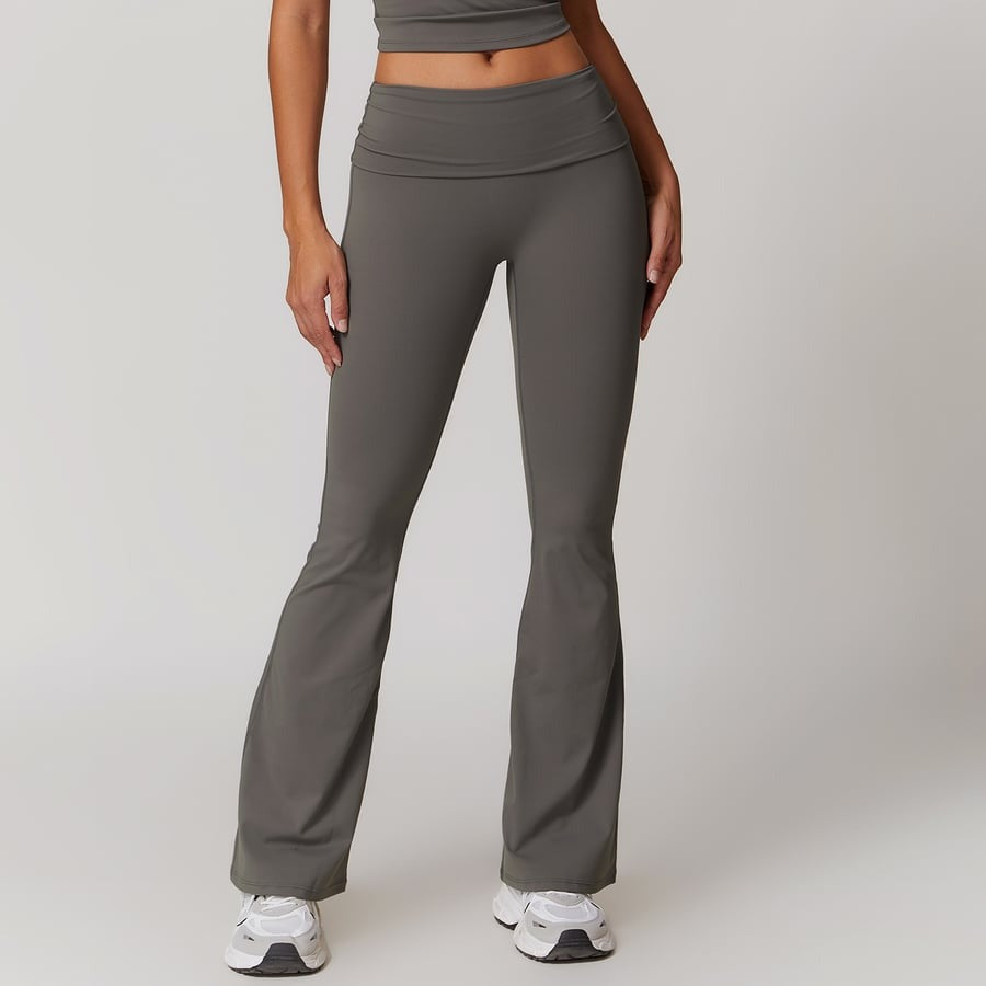 BREEHER Folded Waist Seamless Quick Drying Hip Lifting Leggings
