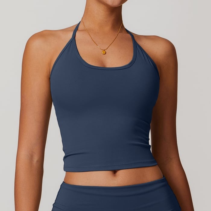 BREEHER Halter Neck Straps Seamless Sports Bras