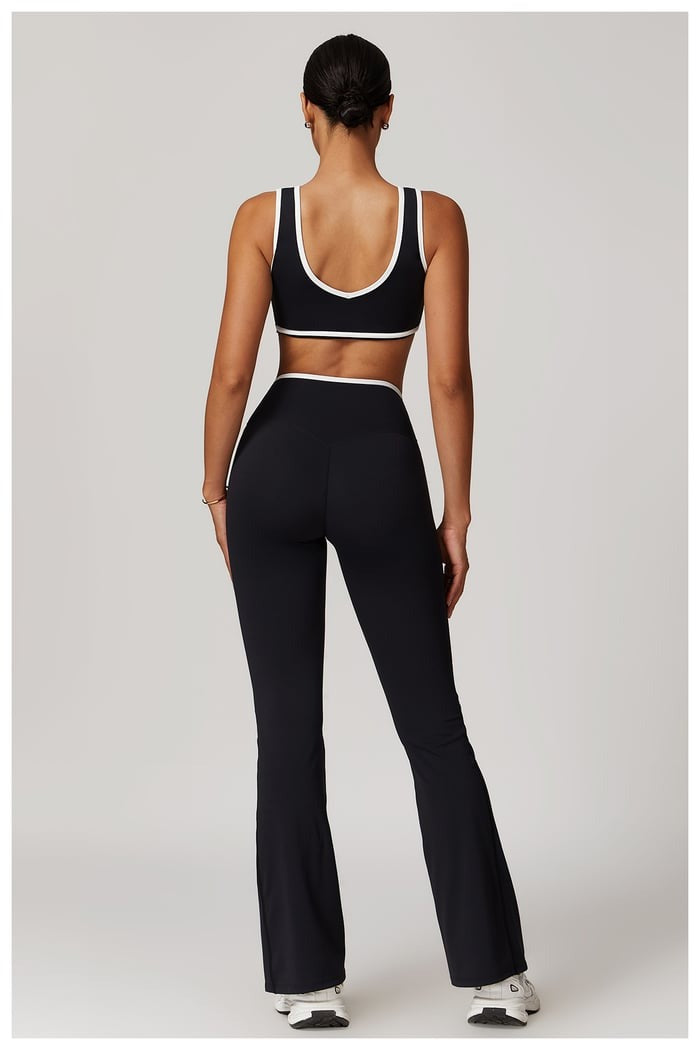 BREEHER Color Clash Bras Hip Lifting Leggings Two Piece Set Sports Suits