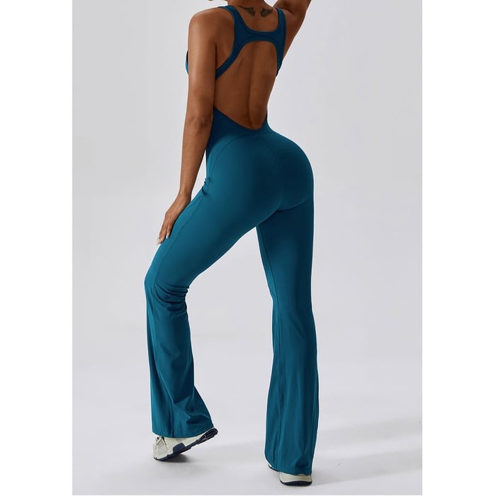 BREEHER Backless Flared Pants Quack Drying Highly Elastic Jumpsuits