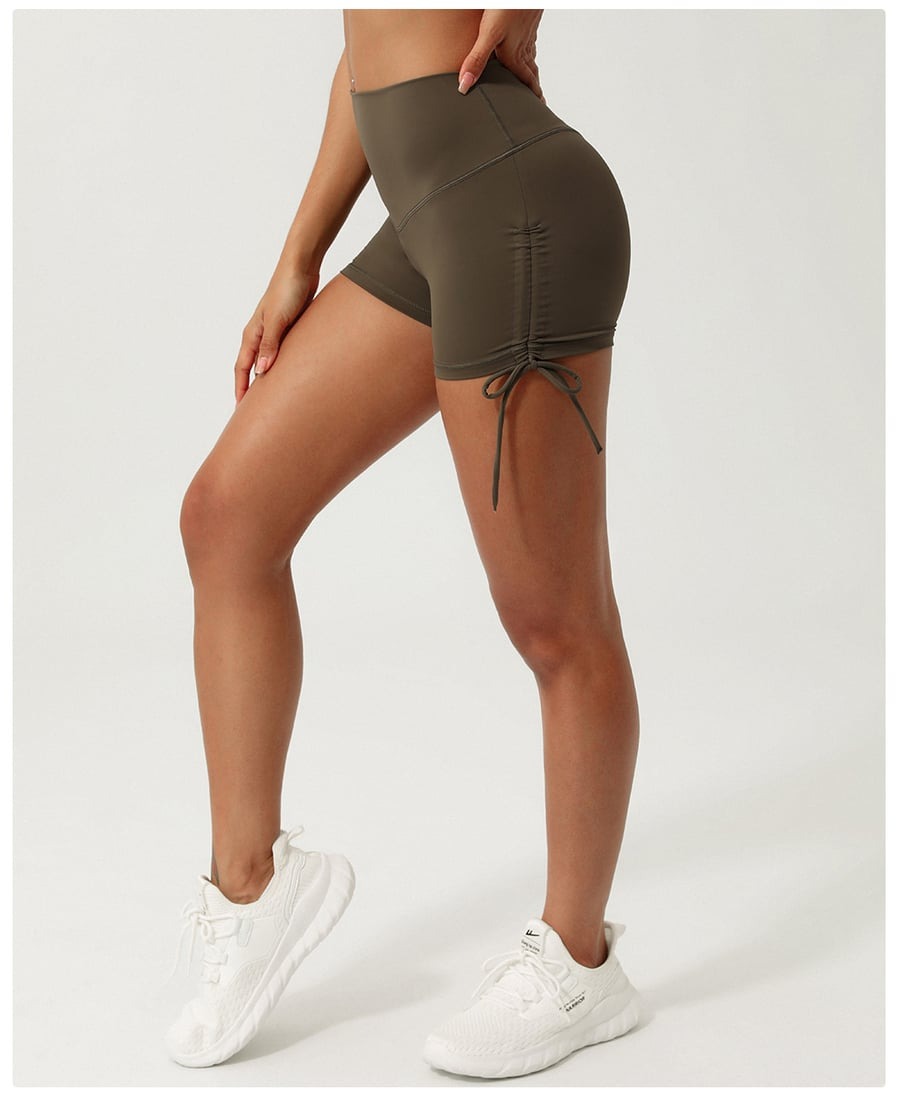 Pleated Drawstring Yoga V-Shaped Hip-Lifting Fitness Shorts