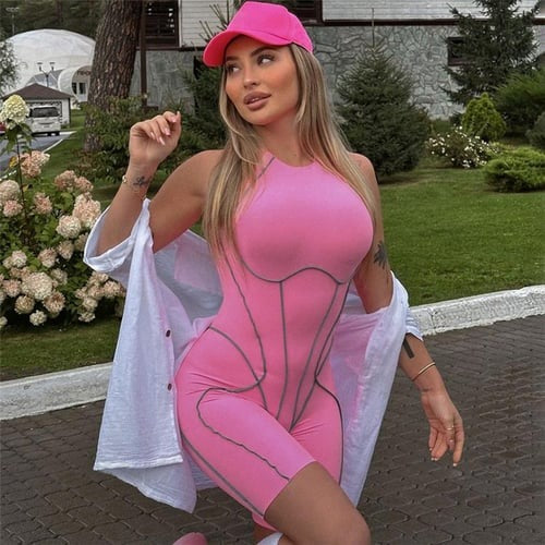 Sleeveless Contrast Line Backless Jumpsuit