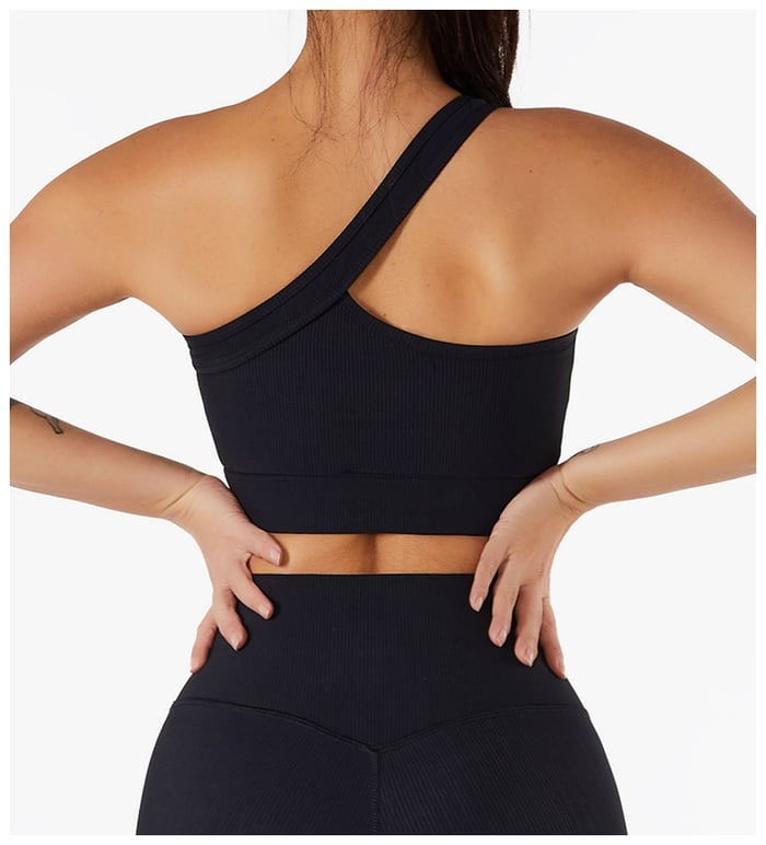 BREEHER One Shoulder Vest Highly Elastic Sports Bras
