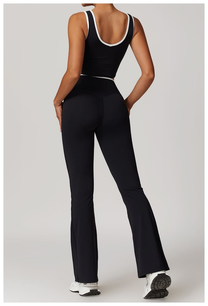 BREEHER Color Clash Vest Hip Lifting Leggings Two Piece Set Sports Suits